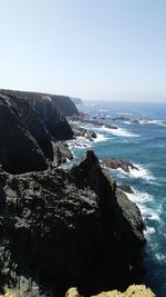 Scenic view of sea against clear sky