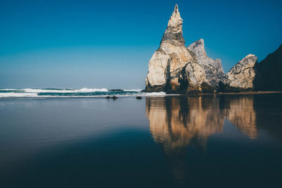 Reflection of building in sea