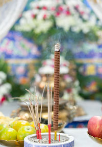 Close-up of apple on table