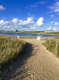 Scenic view of beach against sky