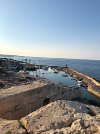 Scenic view of sea against clear sky