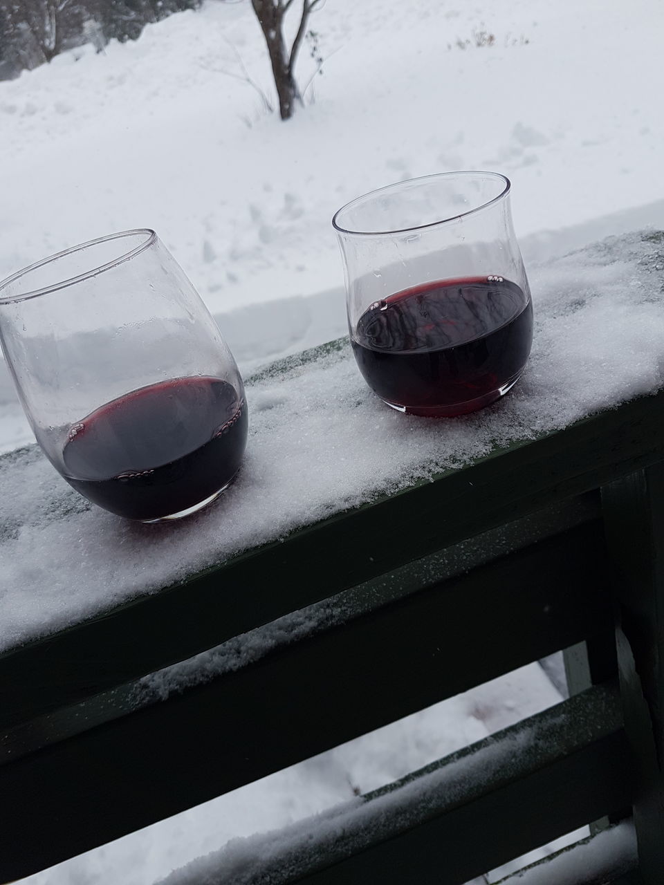 ICE CREAM ON GLASS TABLE DURING WINTER