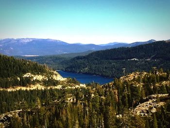 Scenic view of mountains against clear sky