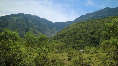 Scenic view of mountains against sky