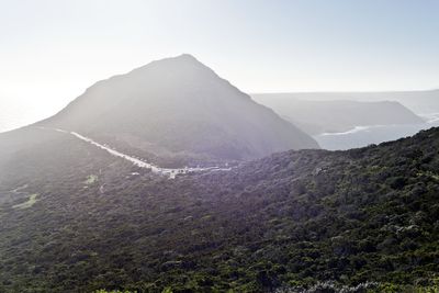 Scenic view of mountains against clear sky