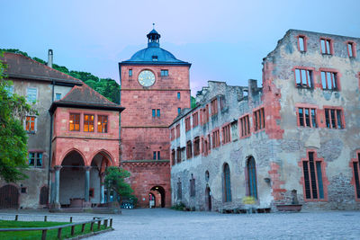 Exterior of old building against sky in city