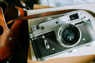 Close-up of old camera