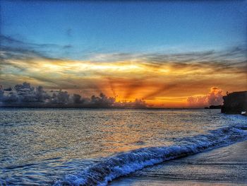 Scenic view of sea at sunset