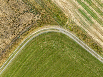 High angle view of empty road