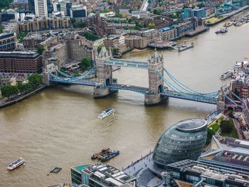 High angle view of london tower bridge