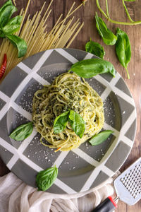 High angle view of food on table