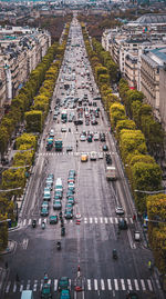 High angle view of traffic on road