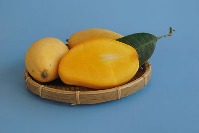 High angle view of fruits in basket