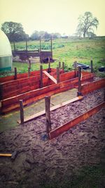 Empty bench in park