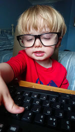 Portrait of cute boy at home