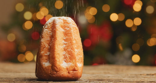 Powdered sugar on pandoro cake