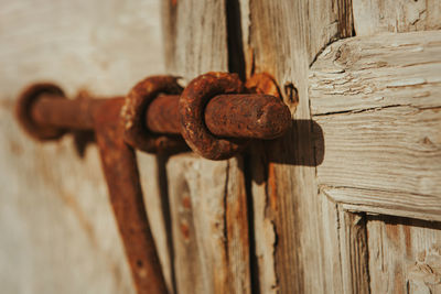 Close-up of rusty metal door