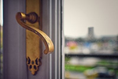 Close-up of metal door