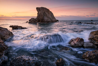 Sea stack at kalo nero village in southern crete.