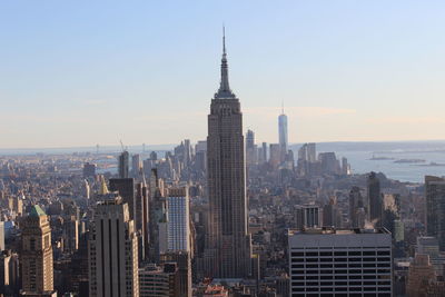 View of cityscape against sky during sunset