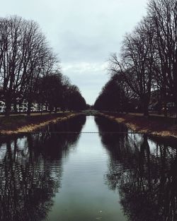 Reflection of trees in lake against sky