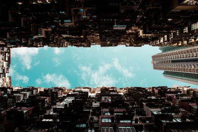 Directly below shot of buildings in city