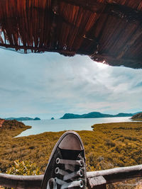 Scenic view of beach against sky