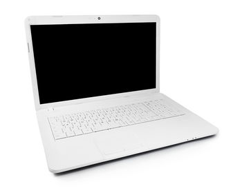 Close-up of laptop on white background