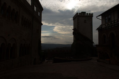 View of buildings against cloudy sky