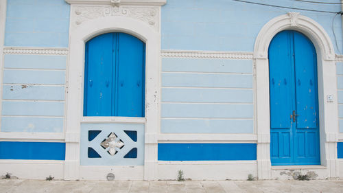 Closed door of building