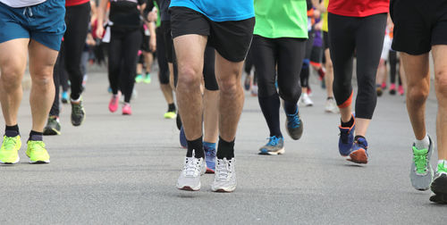 Low section of people running