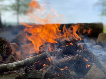 Close-up of bonfire