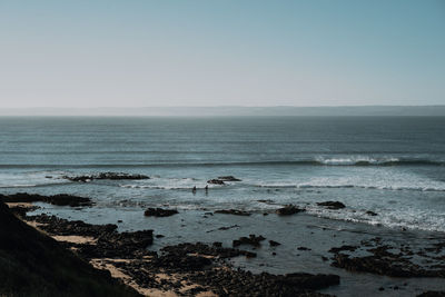 Scenic view of sea against clear sky