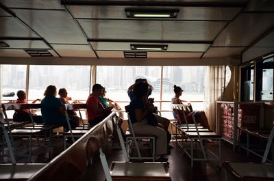 People traveling in passenger craft