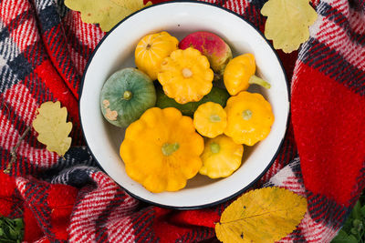 High angle view of squash on table