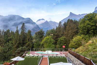 Scenic view of swimming pool against sky