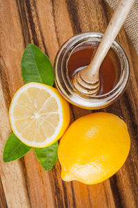 High angle view of oranges on table