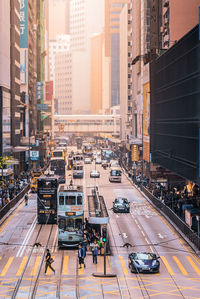 High angle view of traffic on city street