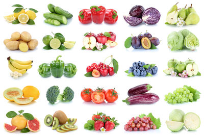 High angle view of multi colored vegetables on table