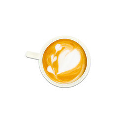 Directly above shot of coffee cup against white background