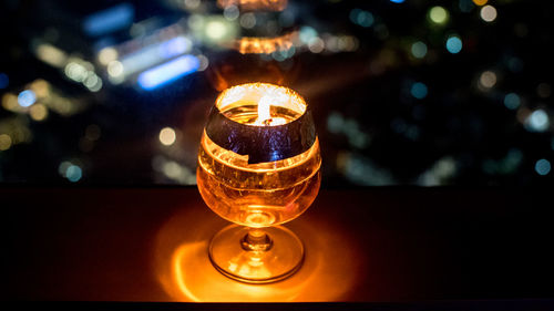 Close-up of wine glass on table