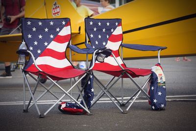 Twin american flag outdoor folding chairs