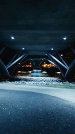 Illuminated road at night