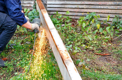 Man working on field