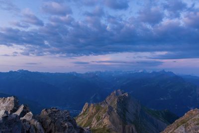 Panoramic view of mountains against sky