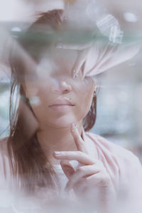 Close-up portrait of a beautiful young woman