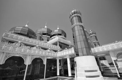 Black and white of crystal mosque or masjid kristal in kuala terengganu, terengganu.