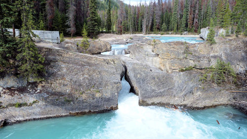 River flowing amidst rocks at yoho national park