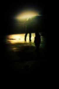Full length of silhouette people in dark room