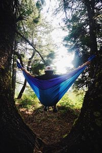 Man in hammock at park